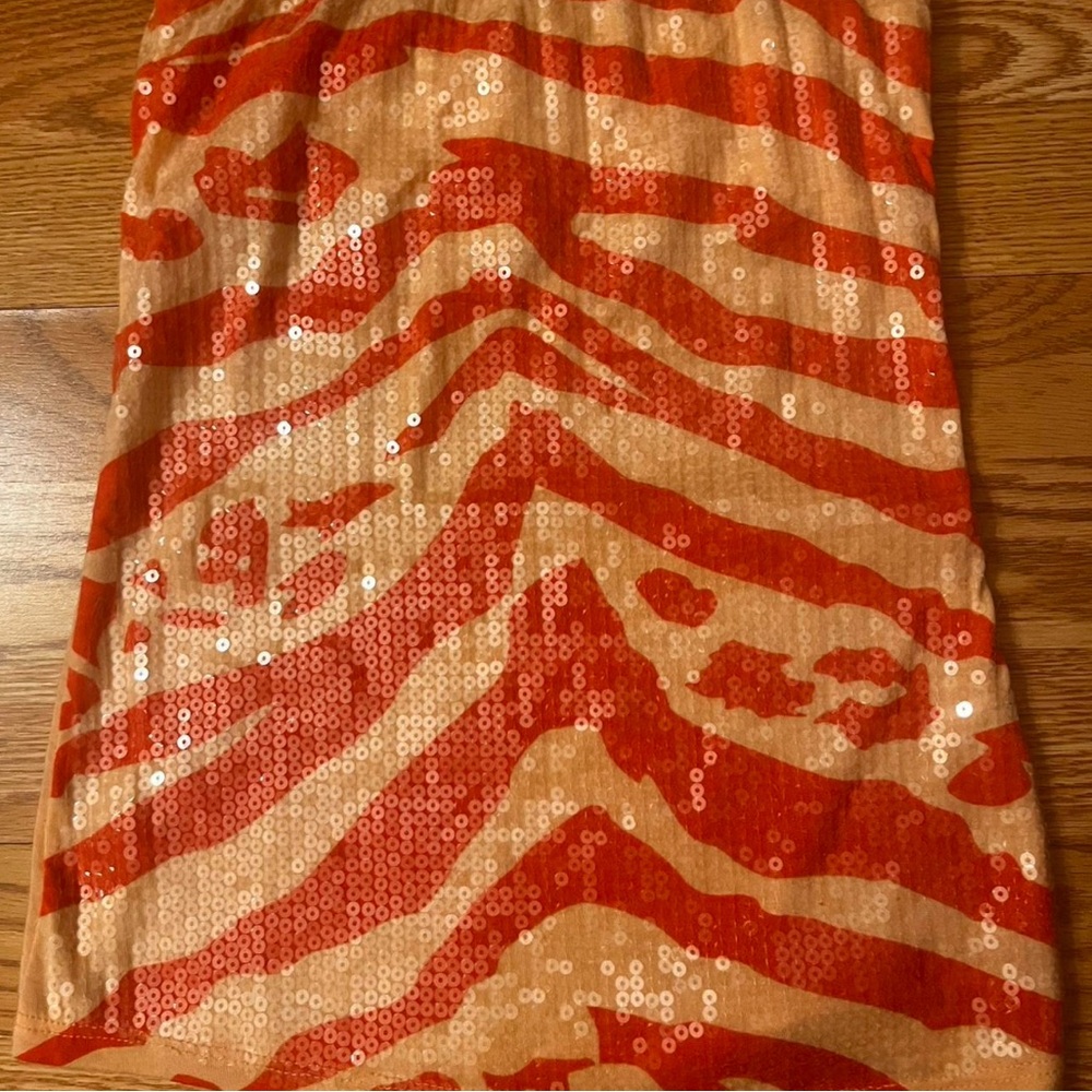 Free People Sequin Zebra tube top in orange & Nude/coral
